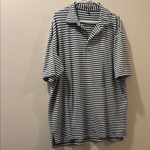 Peter Millar green and White Striped golf Polo Shirt - size XL